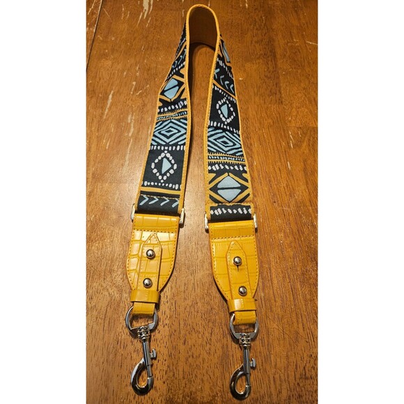 Purse Bag Strap Yellow Blue Turquoise Hippie Boho - Picture 2 of 3